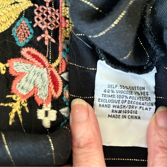 Johnny Was Embroidered Black Blouse. Roomy Sz S - Picture 5 of 10